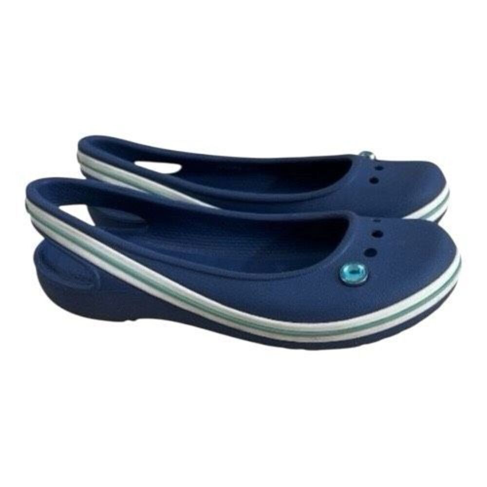 Crocs Genna II Gem GS Slingback Flat Girls  Navy Blue Size C13 Comfort Casual